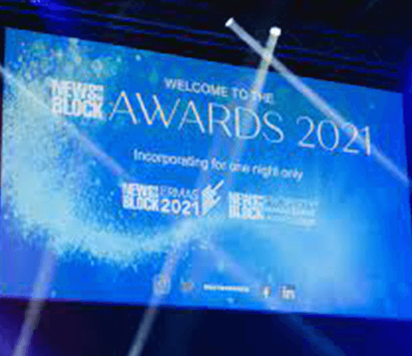 Photo of award ceremony slide