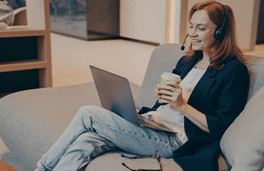 Woman attending online course